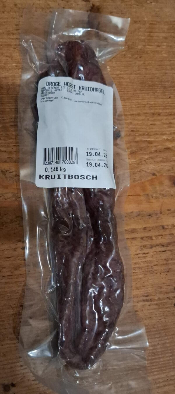 Droge worst kruidnagel (rund) 150 gram