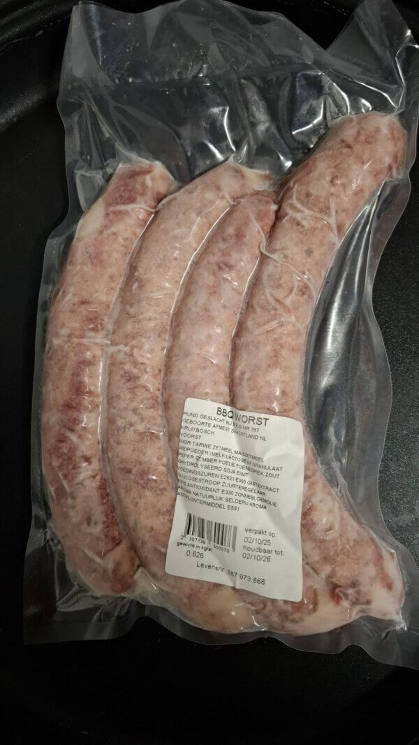 BBQ worsten 4 stuks (samen 600 gr)