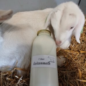 Verse rauwe geitenmelk 1 liter ( inclusief €1 statiegeld)